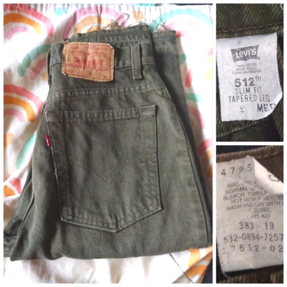 Vintage Olive Green Levi's 512 Jeans, Size 9 Medium